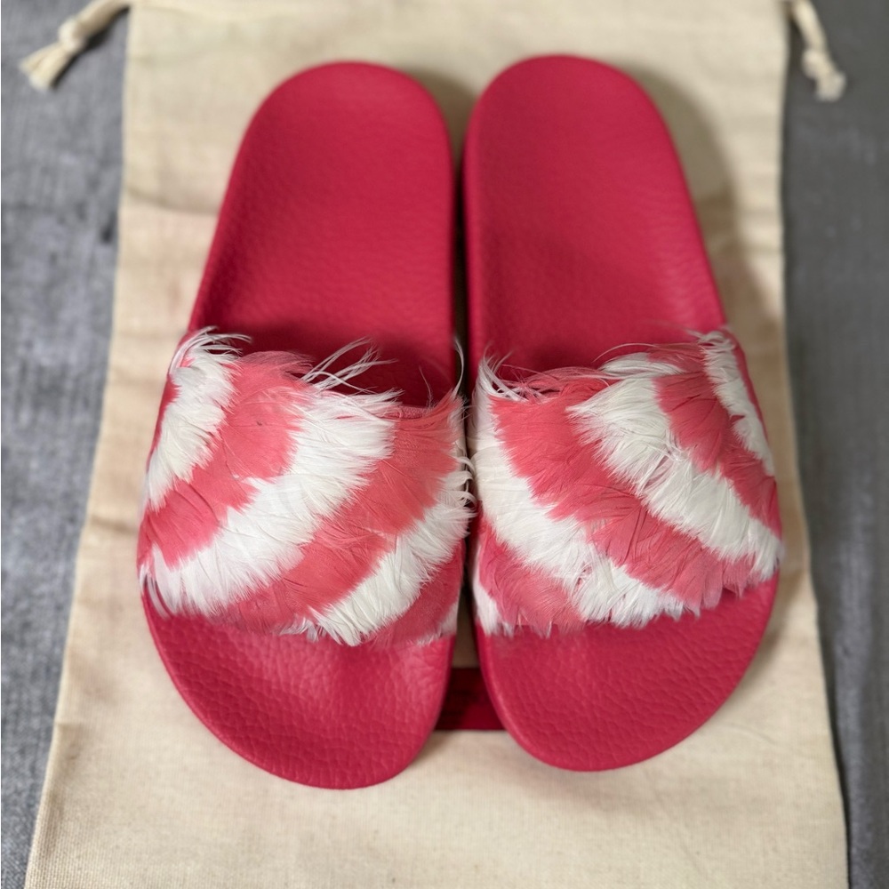 NIB Valentino Garavani Pink Feather Slide Sandals EU 36
